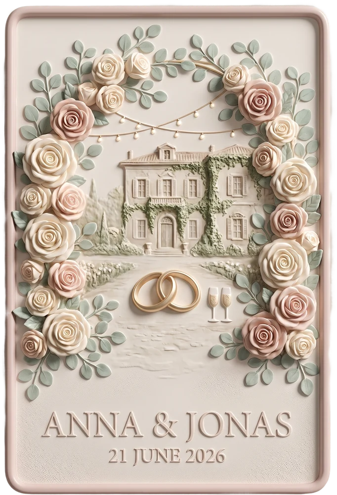 Wedding Smart Souvenir — a couple's day sculpted as a UV 3D keepsake