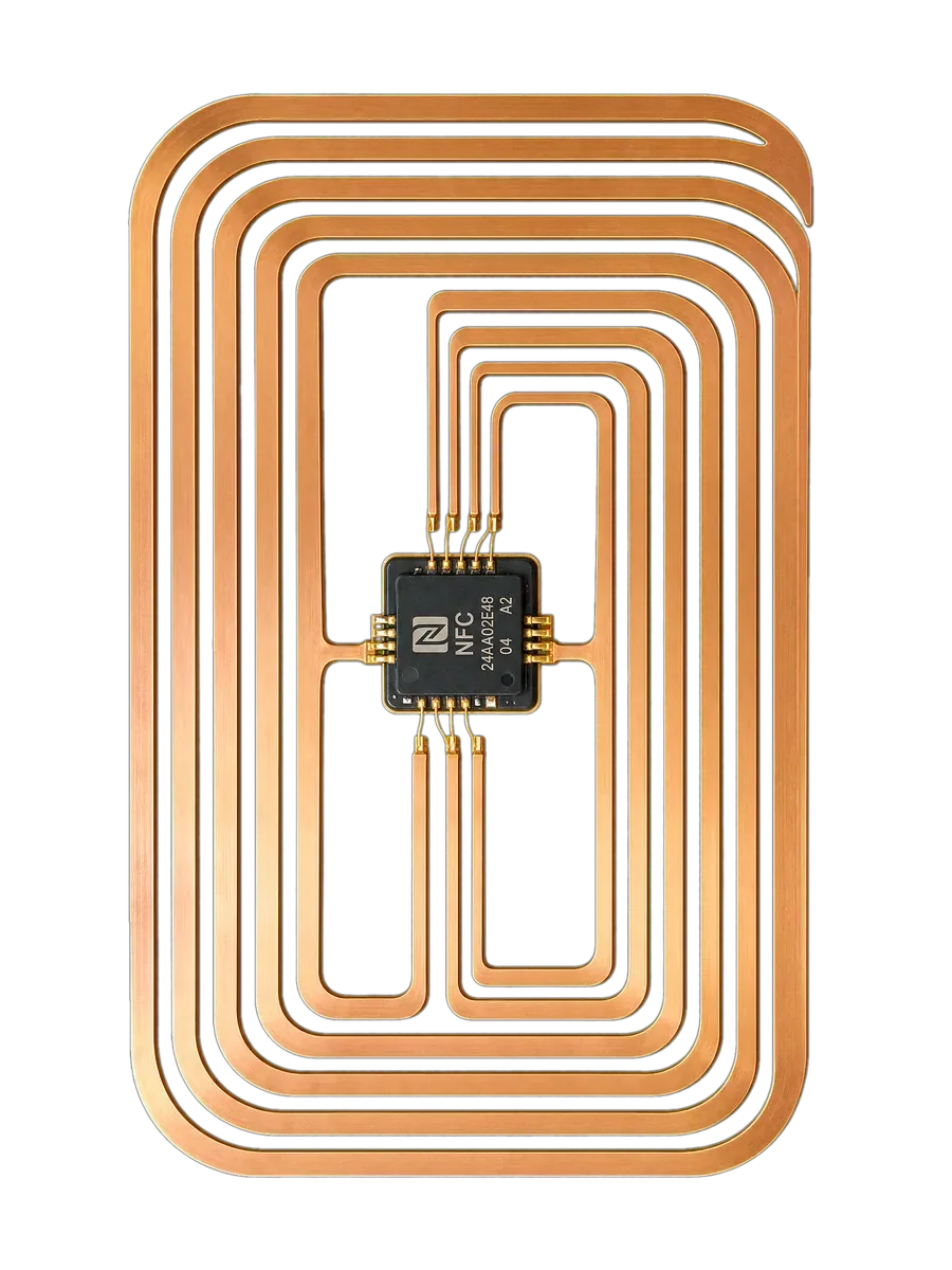 NFC chip and antenna, invisibly embedded